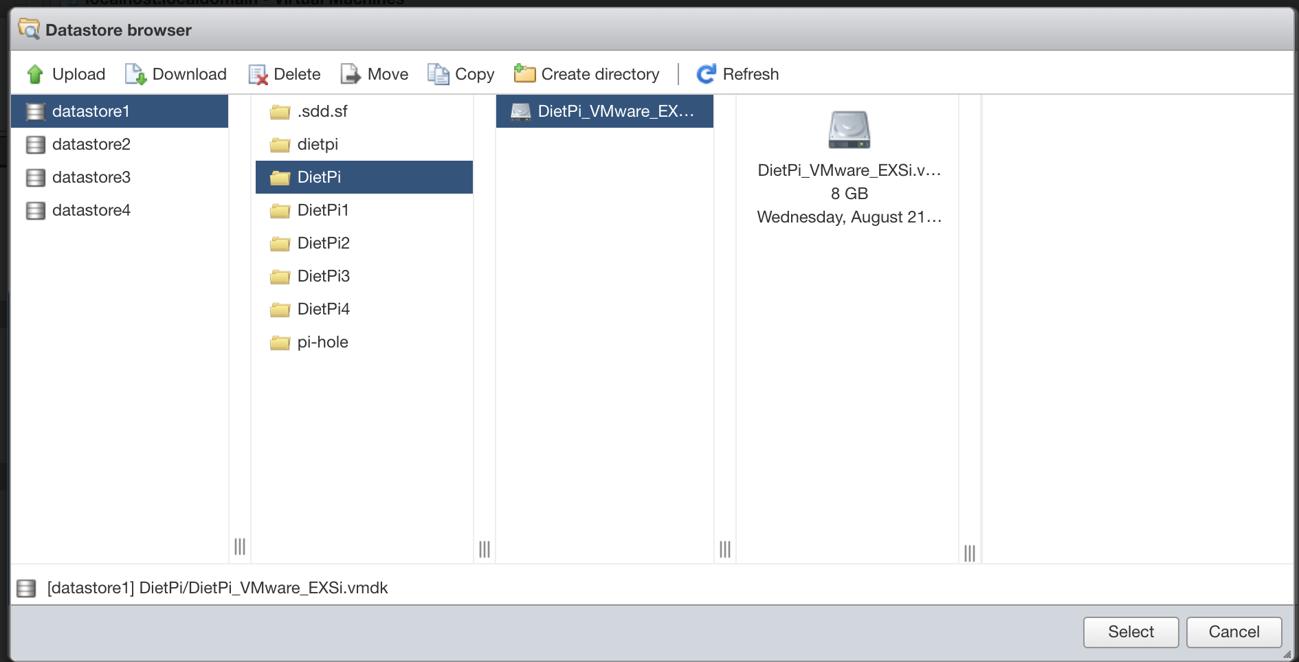 Running the DietPi VMware image on ESXi 6.7